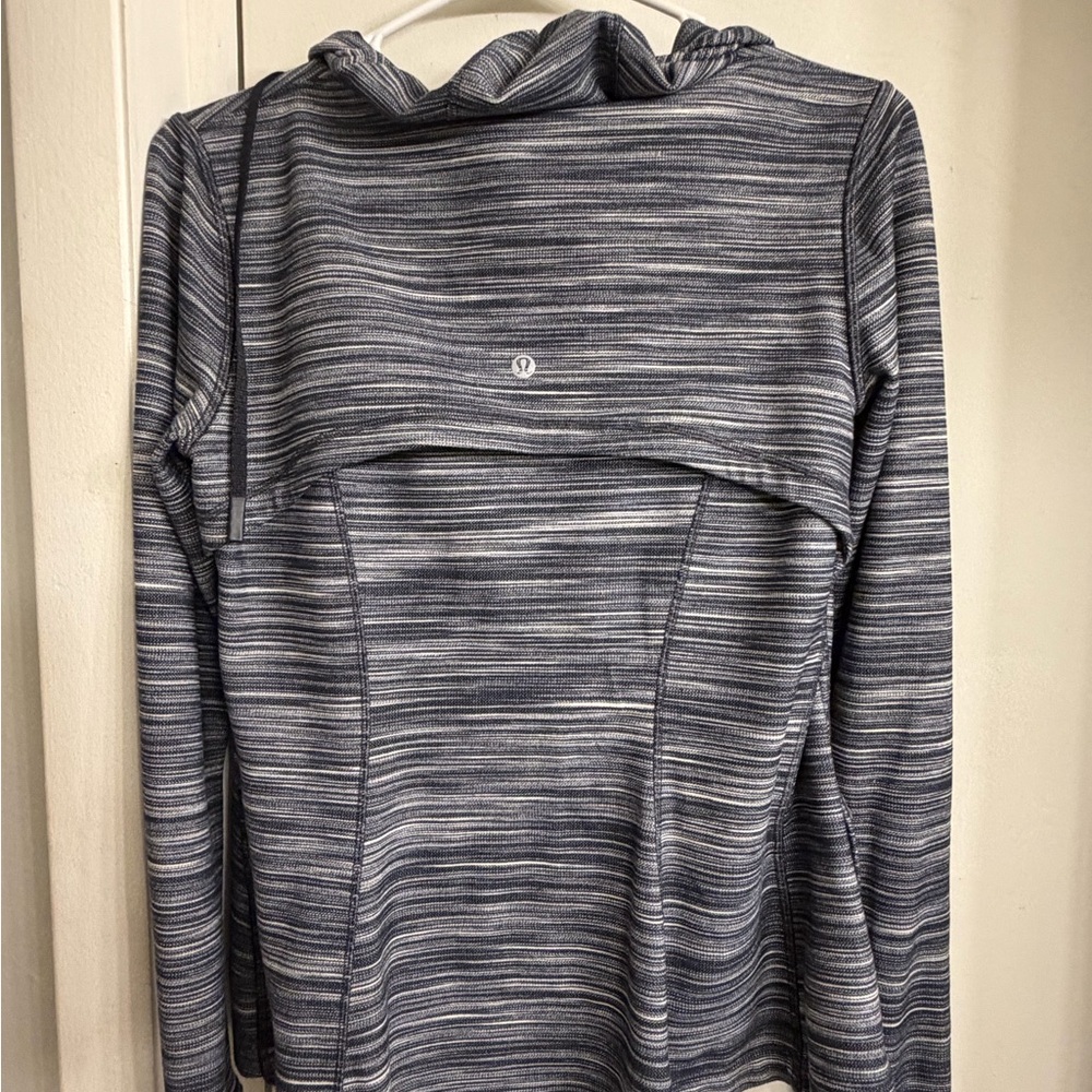 Lululemon Striped Hooded zip up in Grey/White